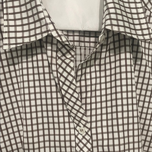 Finley Joey roll sleeve Brown and White Checkered Tunic - Picture 5 of 9